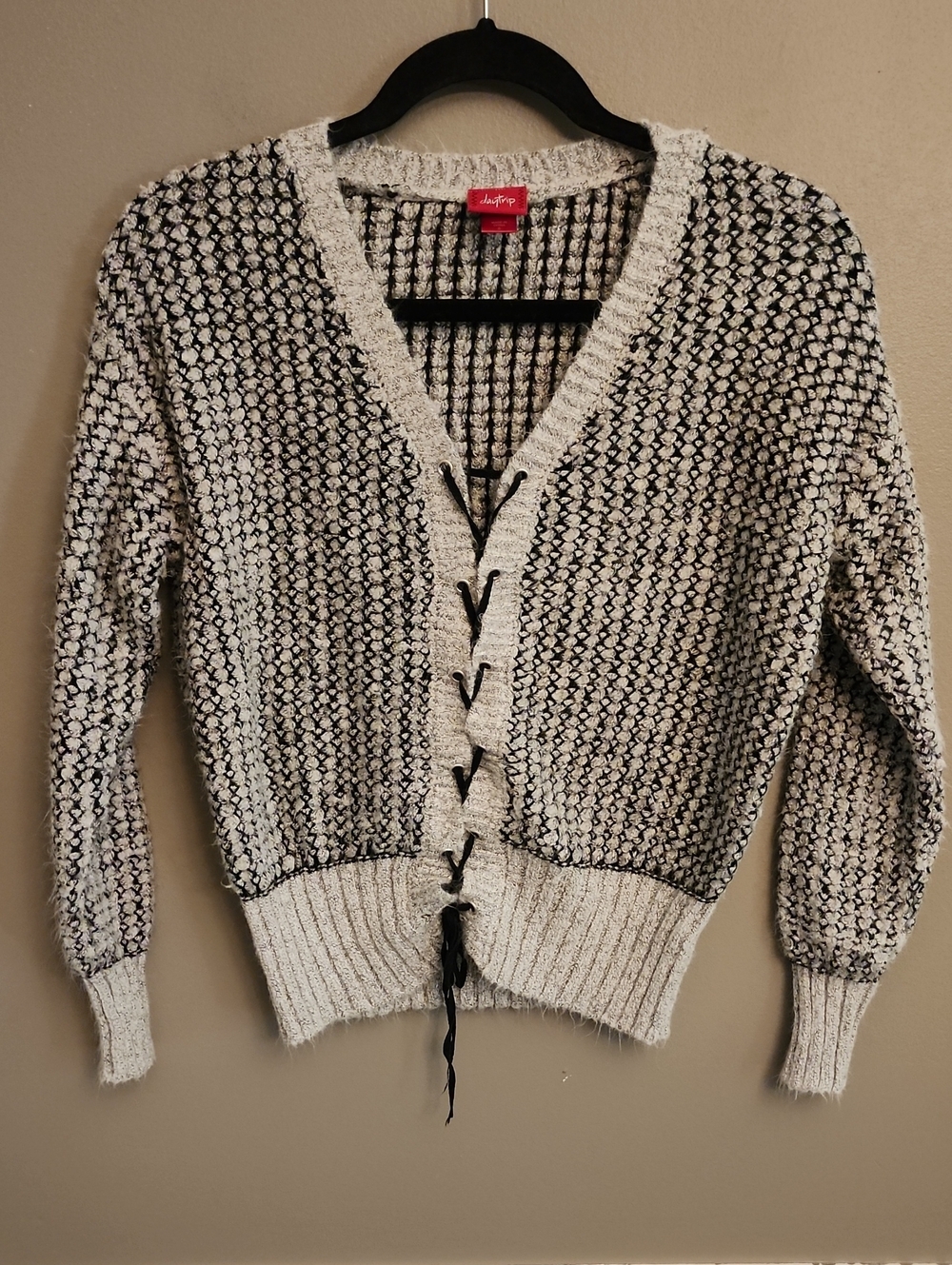 Daytrip Lace-Up V-Neck Knit Cardigan